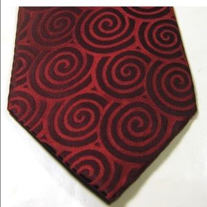 BARNEYS NEW YORK Rich Red Swirl Geometric Silk Tie